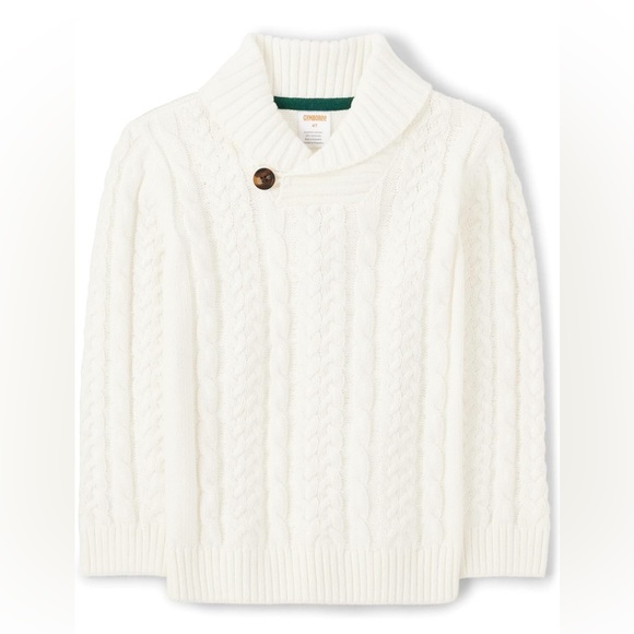NWT Gymboree Boys Ivory Long Sleeve Cable Knit Shawl Sweater Size 7 - Picture 4 of 6